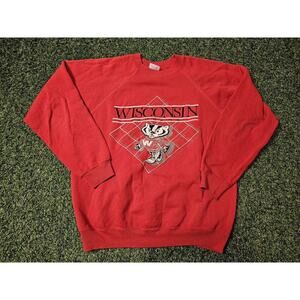 Vintage 80s-90s WISCONSIN BADGERS Crewneck Sweatshirt Sz XL HANES USA